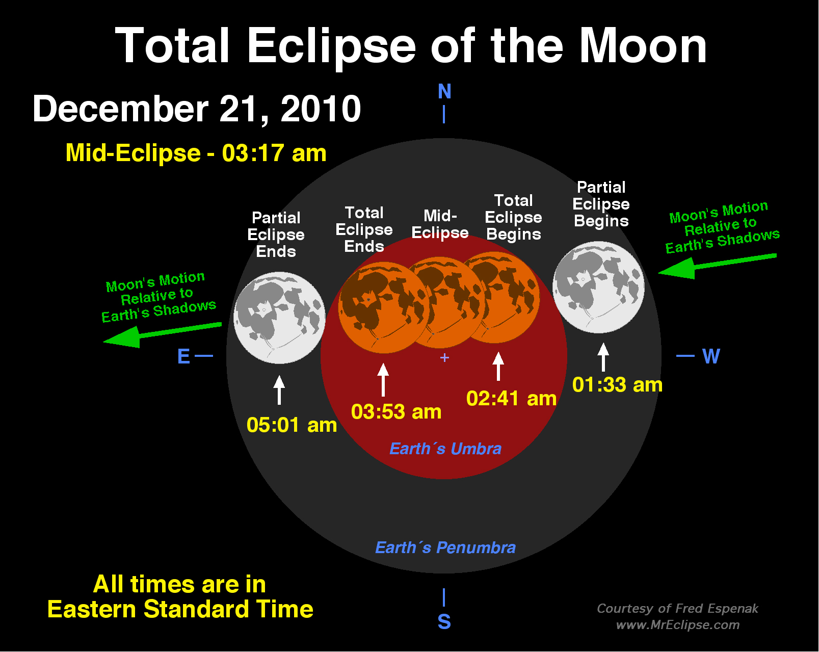 Total Eclipse Map for December 21, 2010 