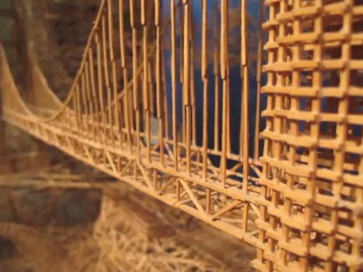 Amazing structure made from over 100,000 toothpicks depicts San Francisco CBS News