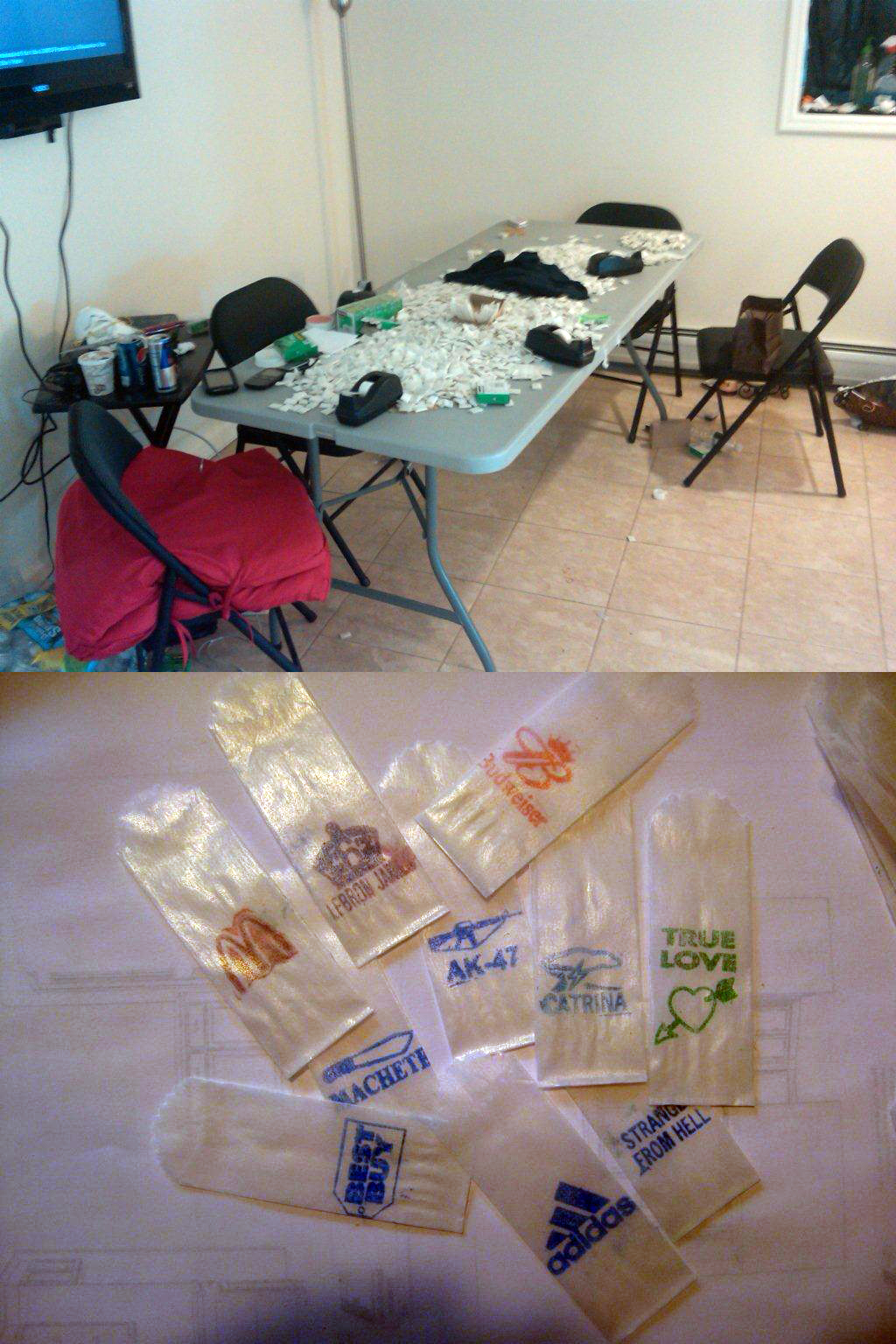 An alleged heroin packaging operation - Fort Lee, NJ (credit: specnarc.org) 