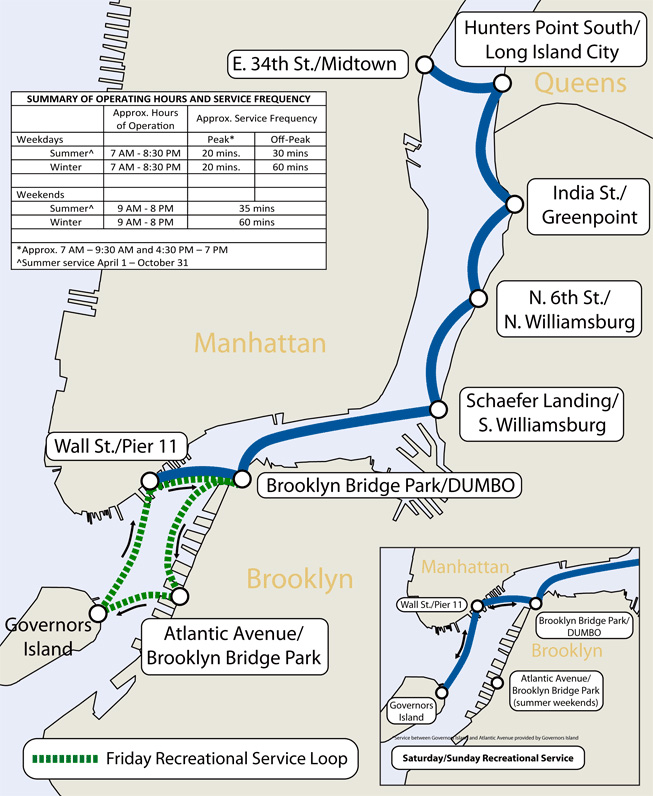 East River Ferry Service Map 