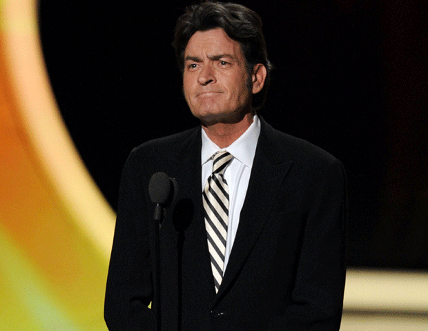 Charlie Sheen speaking onstage during 63rd annual Primetime Emmy Awards in L.A. Sunday night 