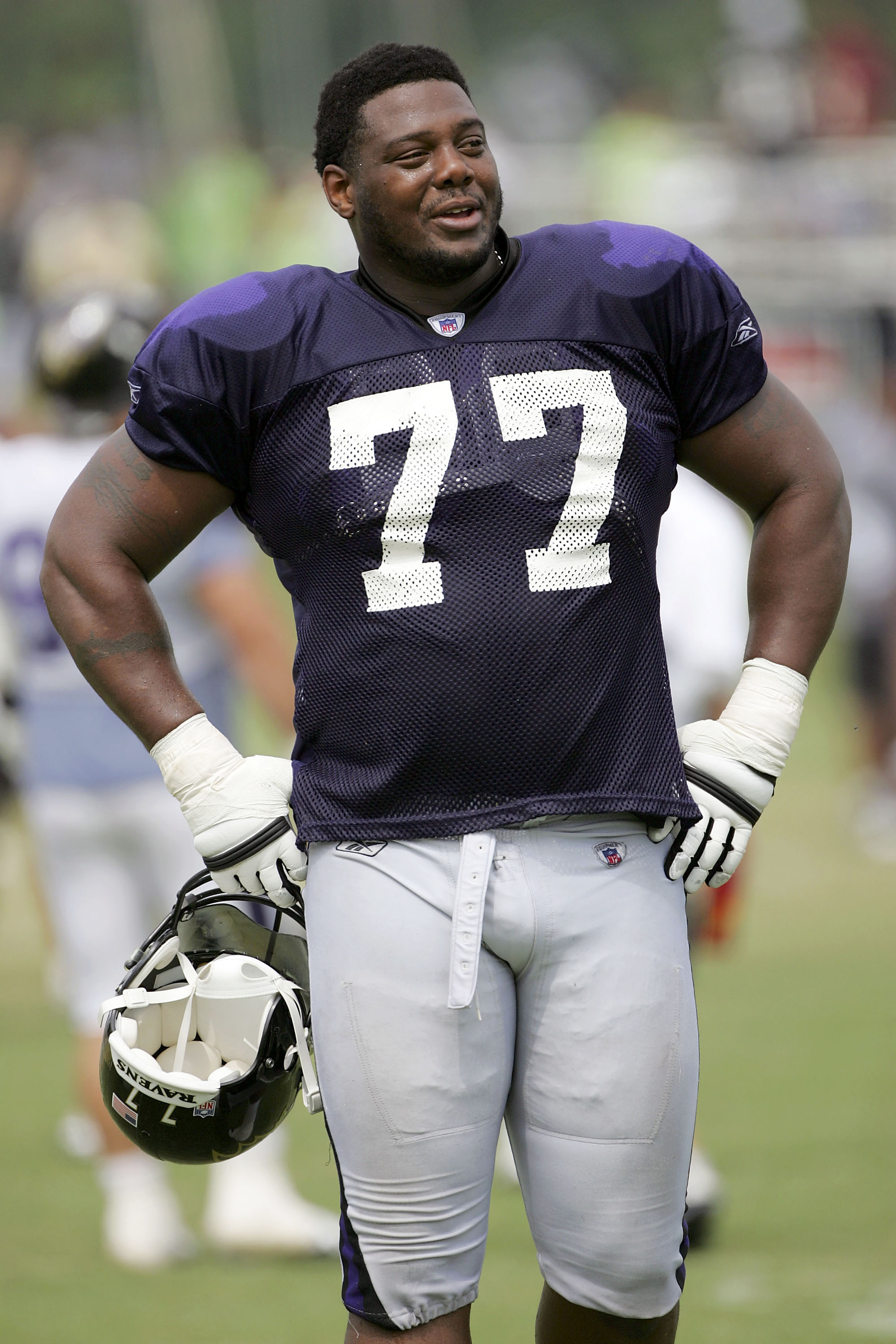 August 20, 2018: Baltimore Ravens offensive lineman Orlando Brown Jr. (78)  during NFL football preseason game action between the Baltimore Ravens and  the Indianapolis Colts at Lucas Oil Stadium in Indianapolis, Indiana.