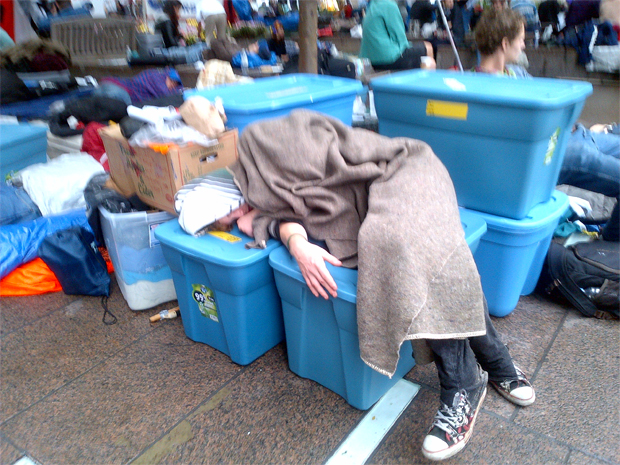 Occupy Wall Street Sleeping Zuccotti Park 