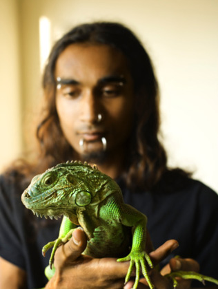 Man with Iguana 