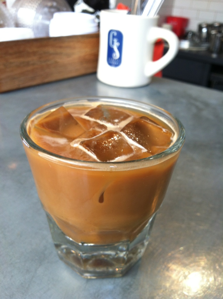 Iced cortado at Ground Support 