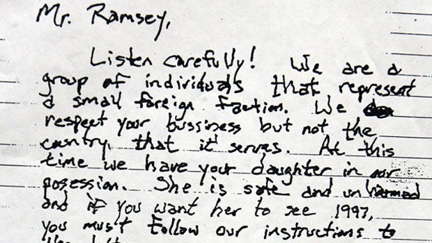 Jonbenet Ramsey Ransom Note