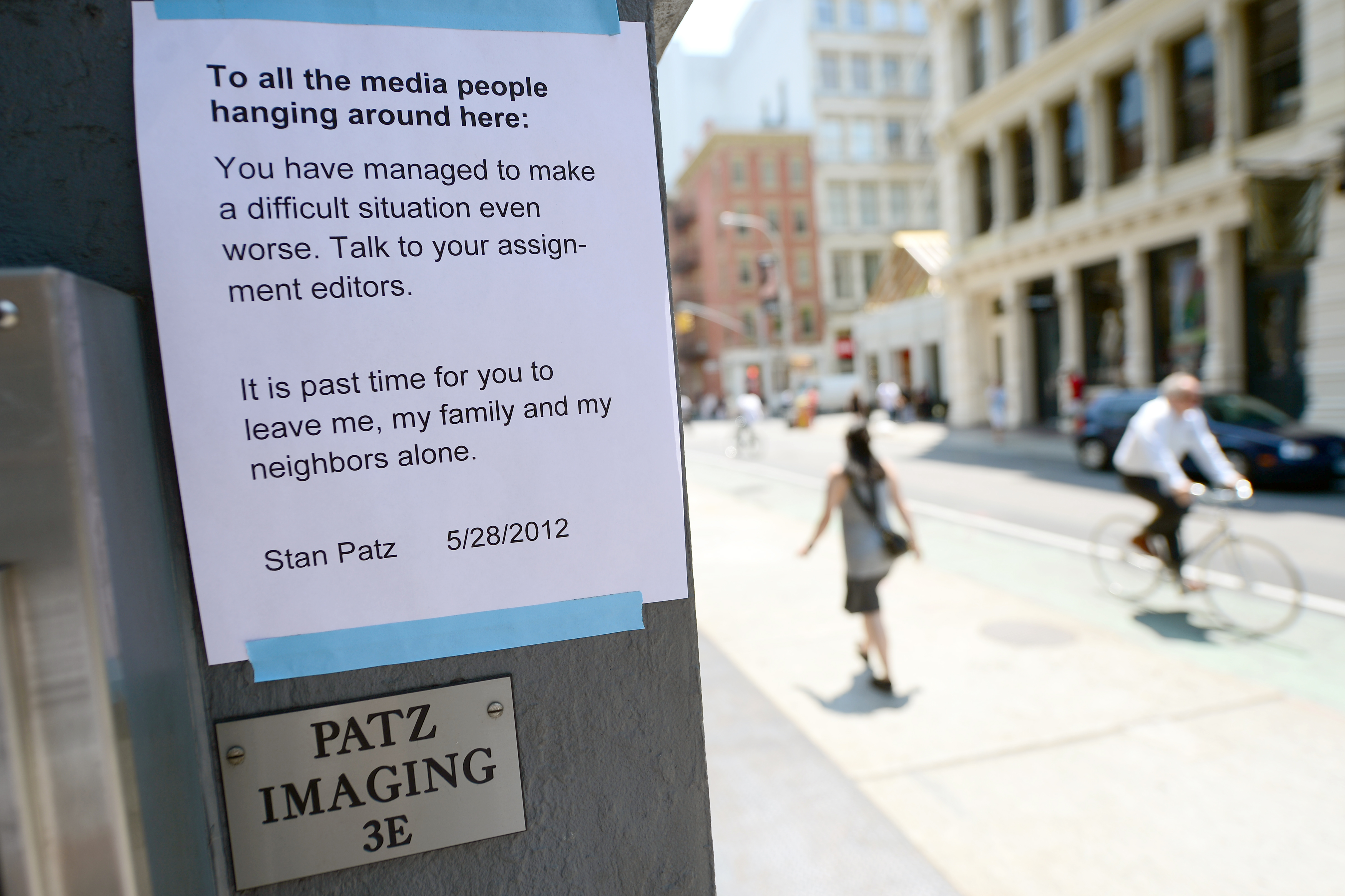 A notice to the media from Stan Patz 