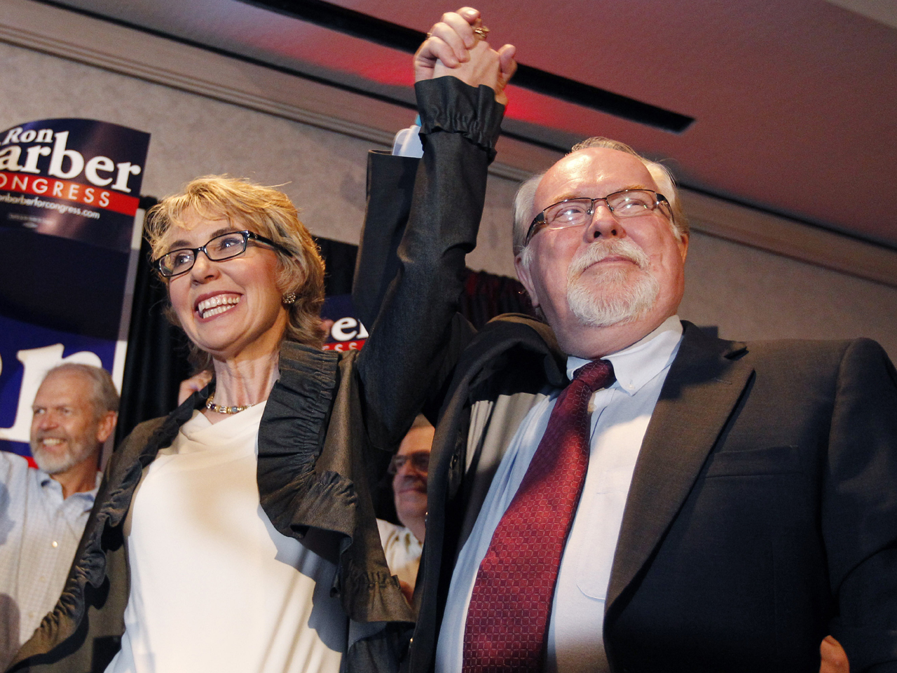 Ron Barber celebrates with Gabrielle Giffords 
