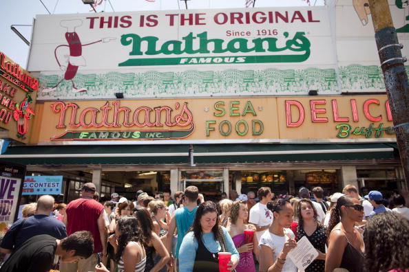 Crowd Outside Nathan's Annual Hot Dog Eating Contest 