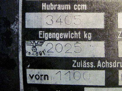 1942 Mercedes Info Plate 