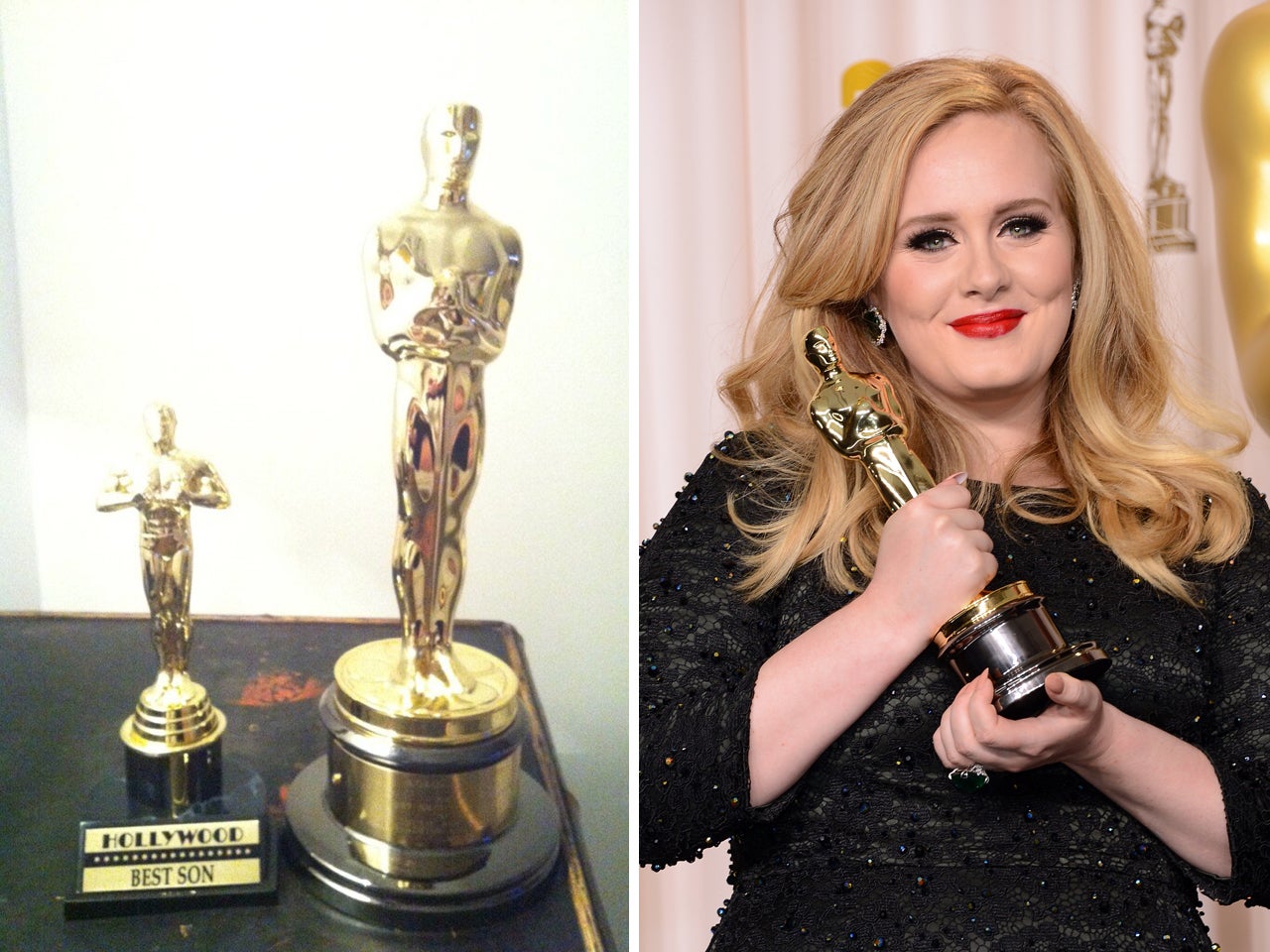 Adele gives her baby son his own mini Oscar CBS News