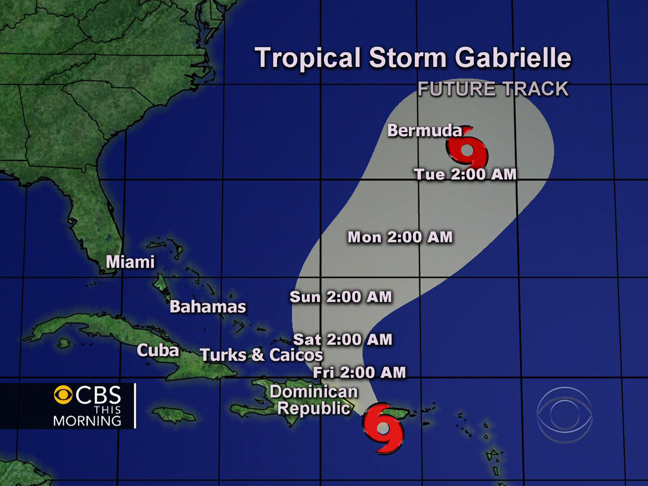 Tropical Storm Gabrielle drenching rains pose greatest threat to island