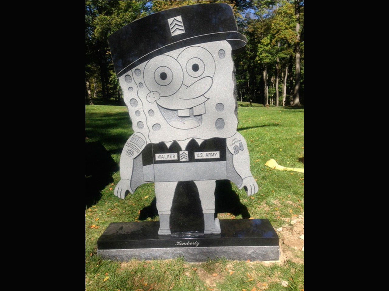 Iraq vet's giant Spongebob headstone removed, family irked CBS News
