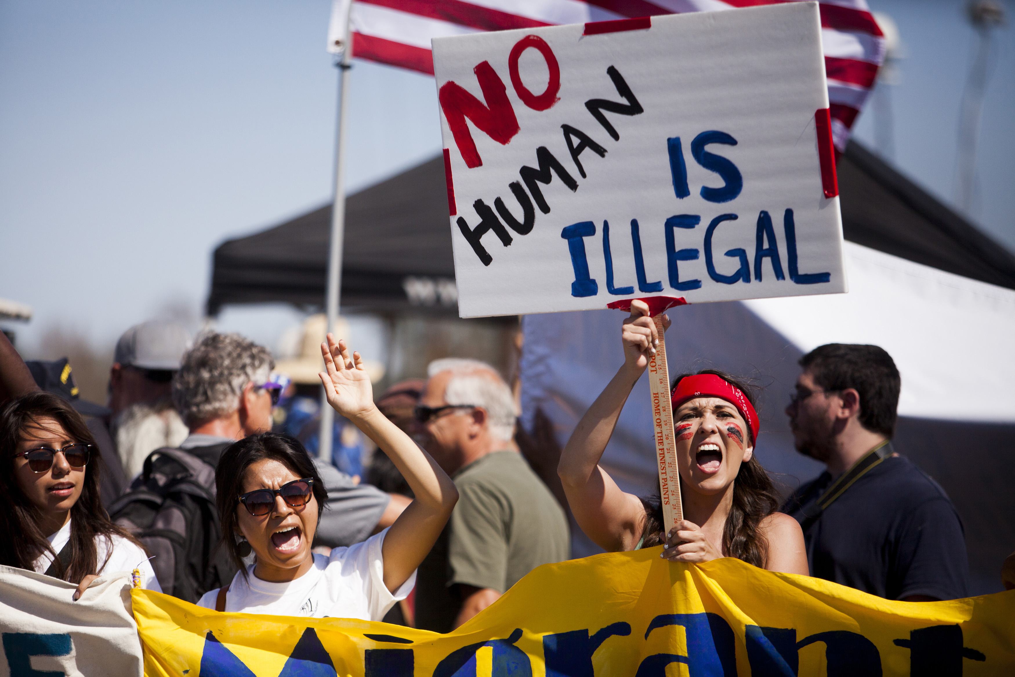 Demonstrators rally in California city as immigration debate rages