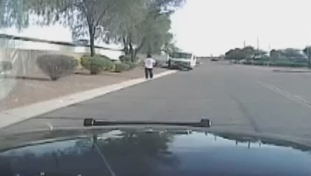 Dashcam video shows Arizona cop car ramming armed suspect - CBS News