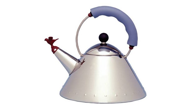 ALESSI 9093 - HOT WATER TEA KETTLE with BLUE BIRD WHISTLE