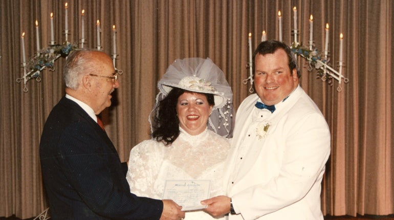 Linda and Patrick Duffey on their wedding day