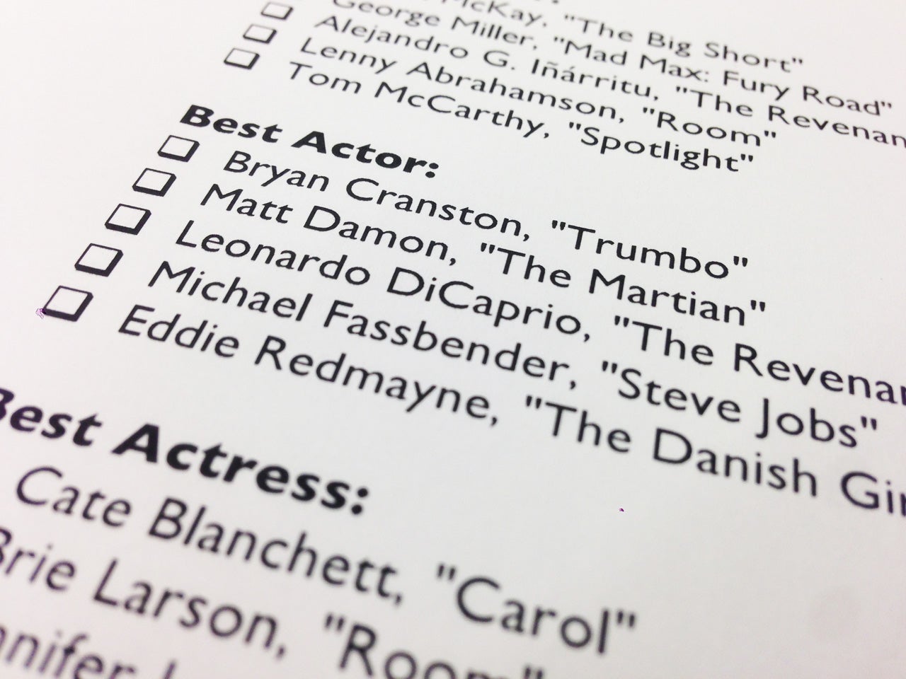 Download the official Oscar ballot before the Academy Awards