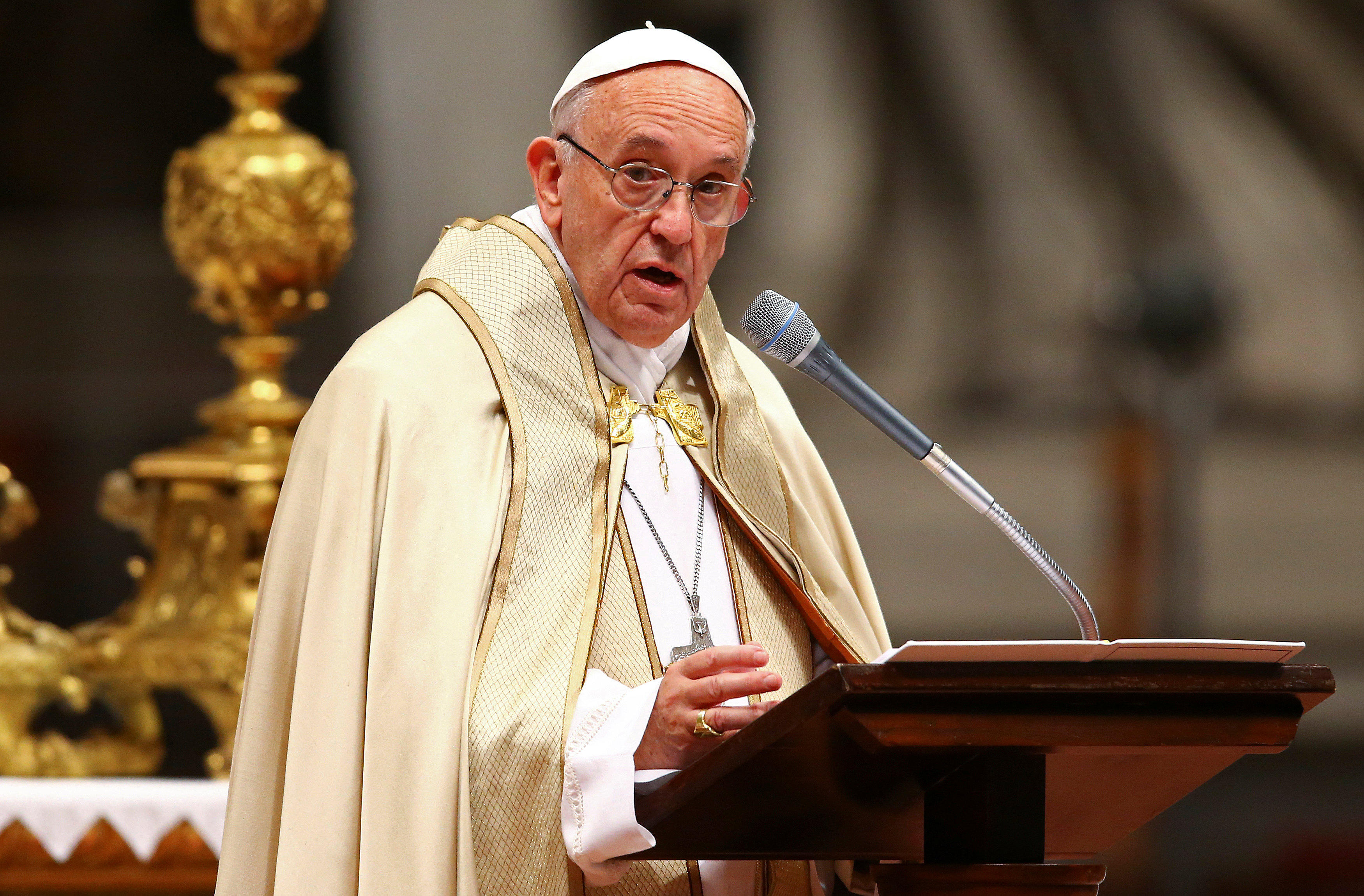 Pope Francis, with new cardinals, warns Catholic Church against