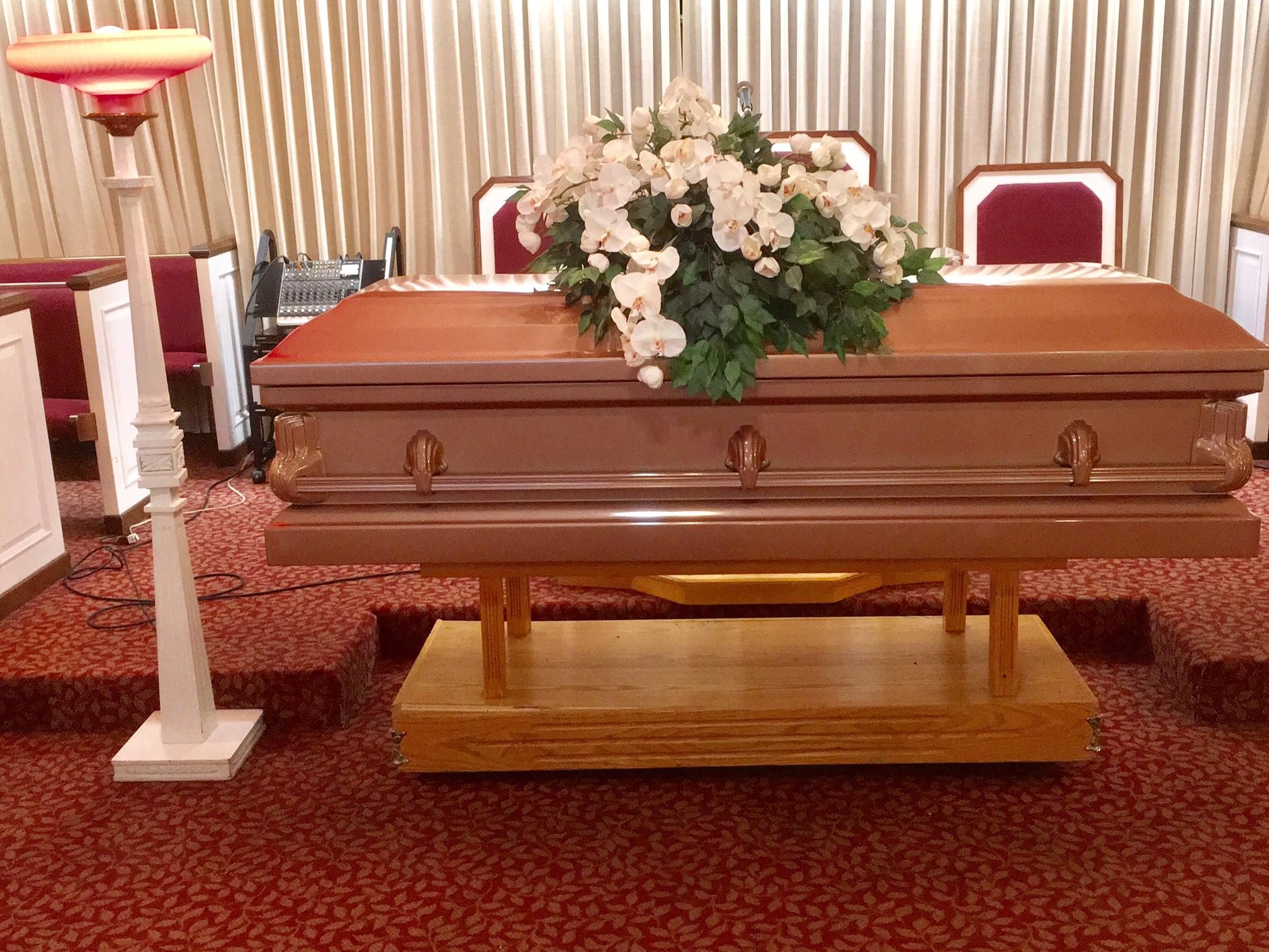 closed funeral casket