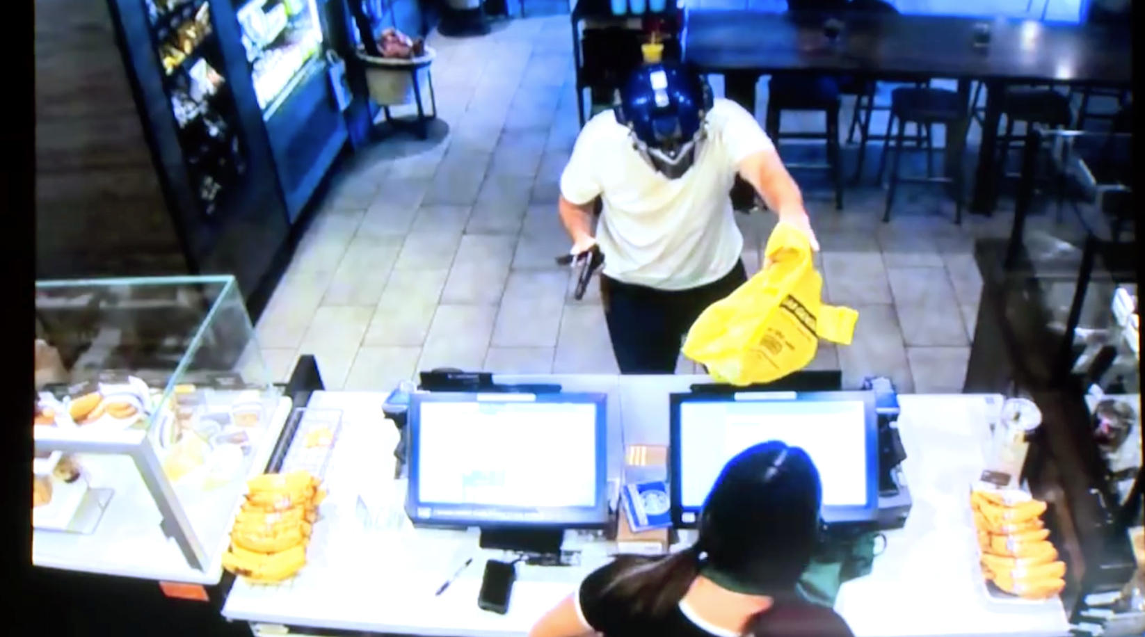 Dramatic Video Shows Starbucks Customer Fighting Off Armed Robber CBS   Starbucks 