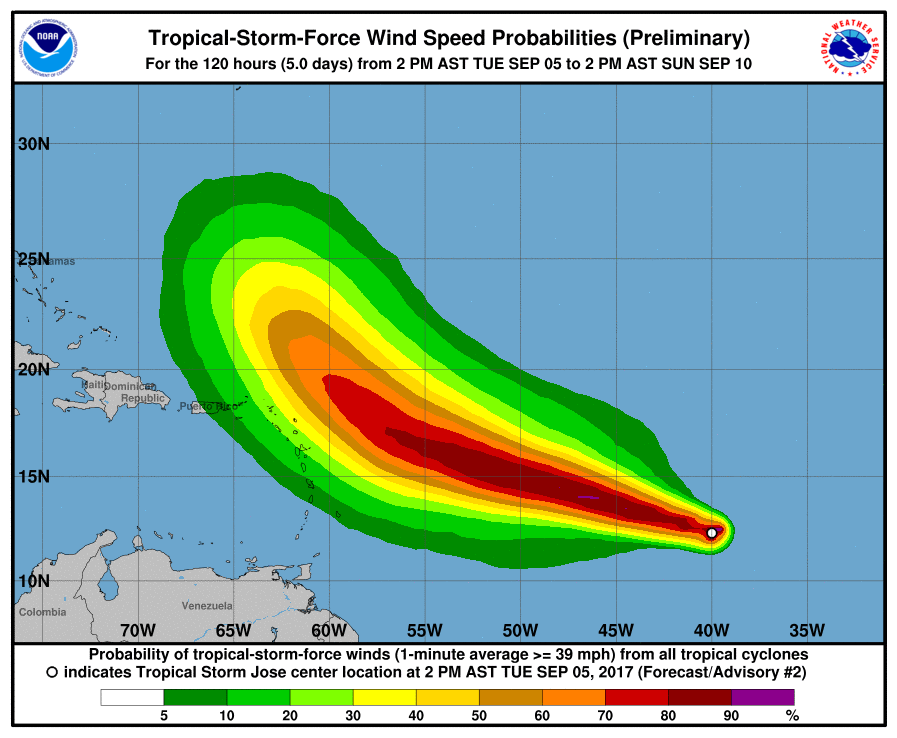 Tropical Storm Jose forms in Atlantic Ocean as Hurricane Irma threatens