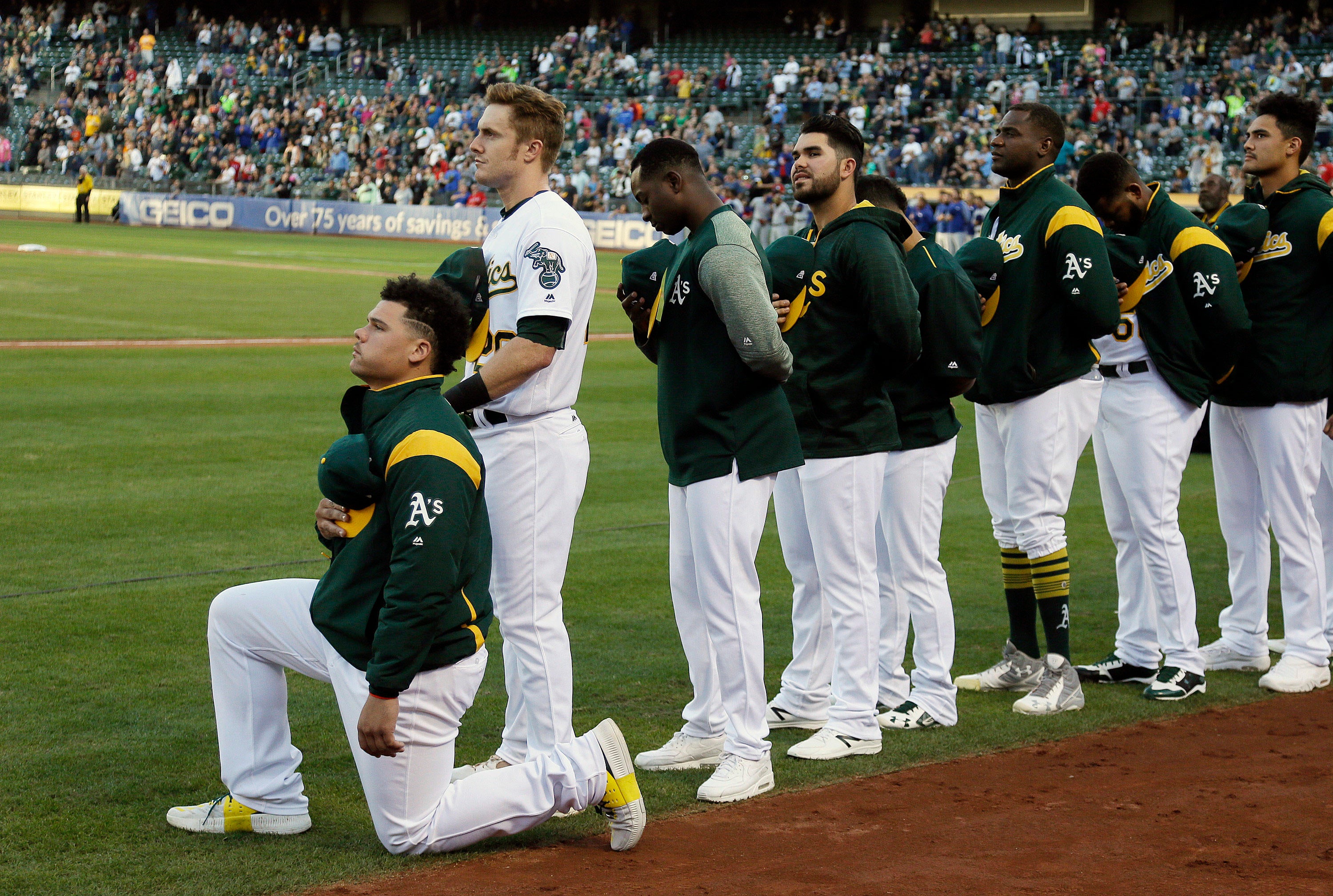 Oakland As tweet support after player becomes first to kneel