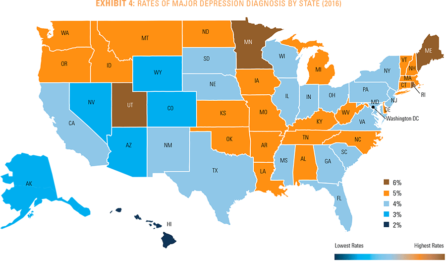 Depression By State 