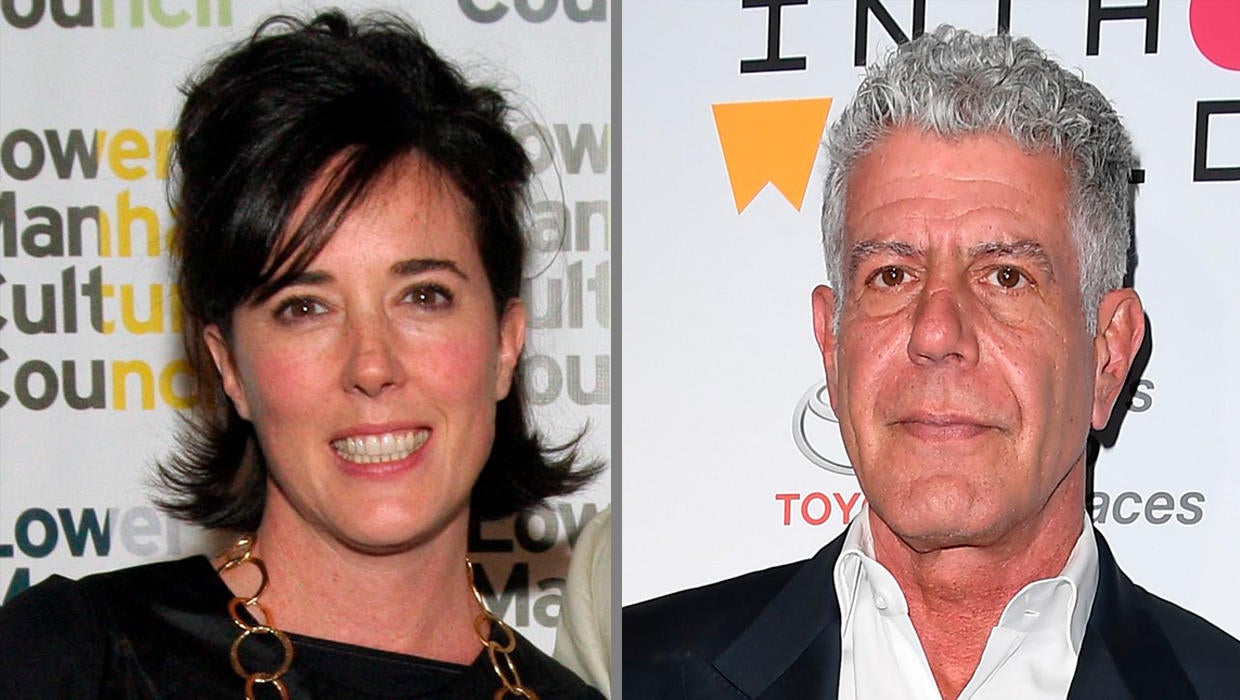 High Profile Celebrity Suicides Leave Media Examining Coverage CBS News   Spade Bourdain Getty 