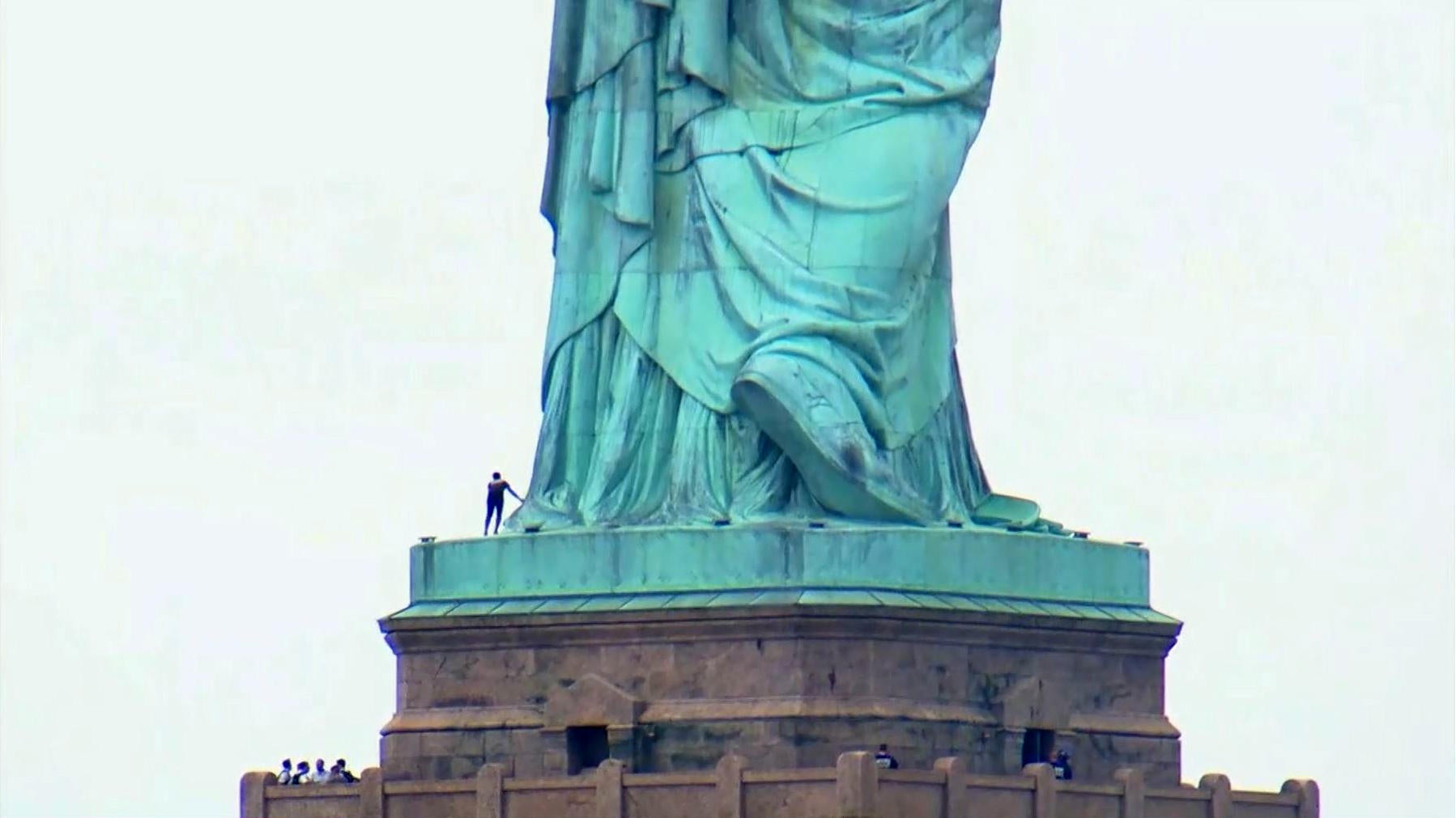 front view of liberty statue pedestal