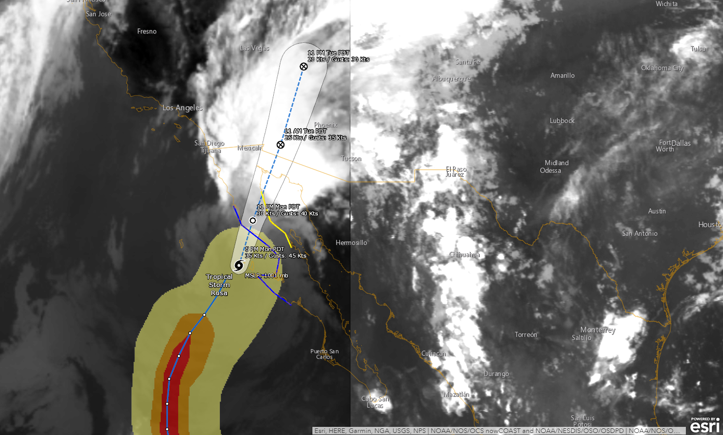 Tropical Storm Rosa Today Nears Mexico Southwest Us Latest Track Path Models Latest 0782