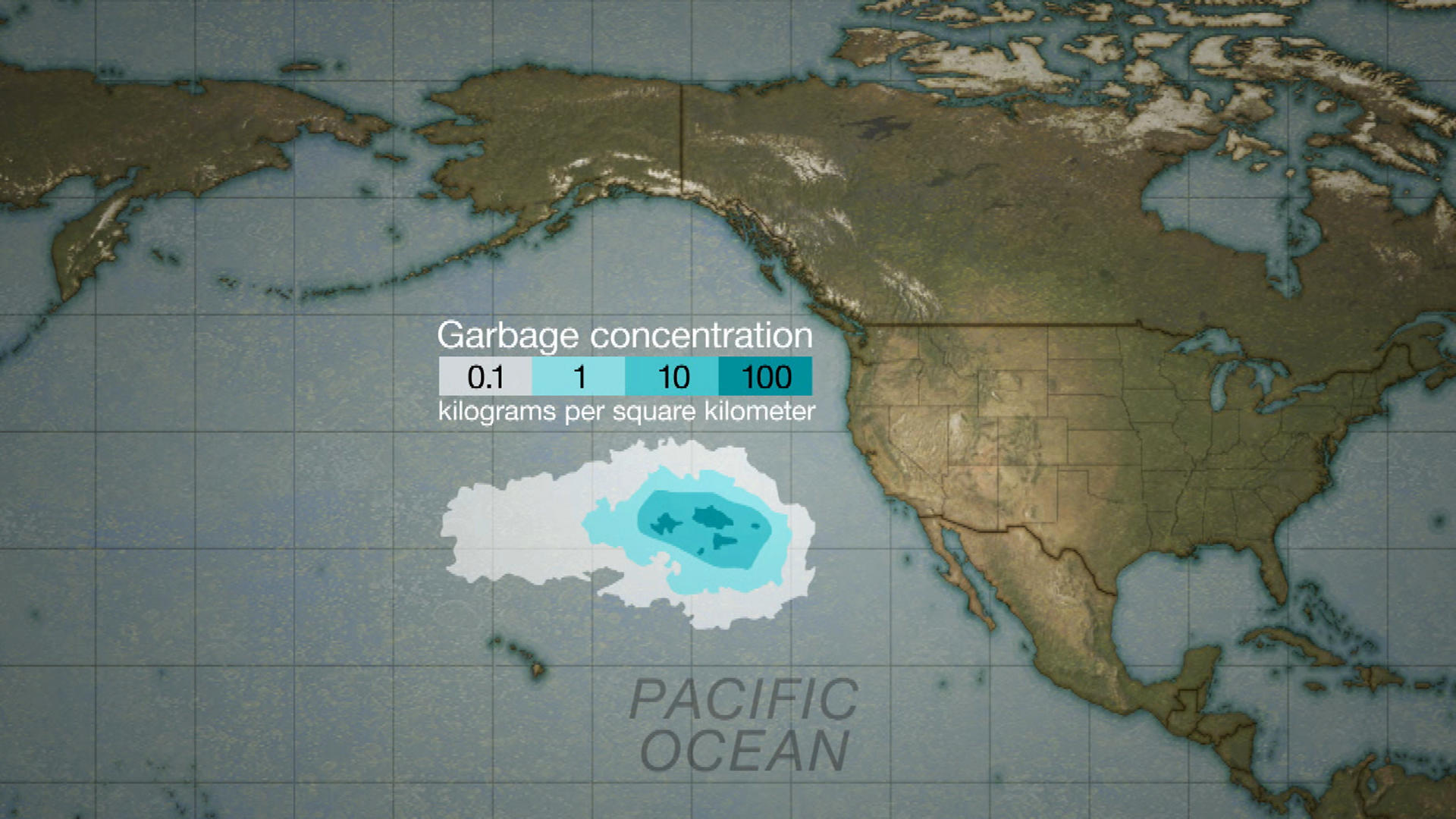 great pacific garbage patch map