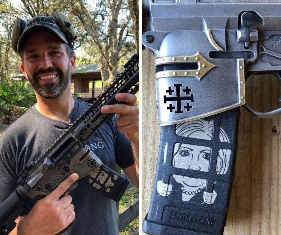 Donald Trump Jr Shows Off AR 15 Rifle With Depiction Of Hillary   Trumpjr 