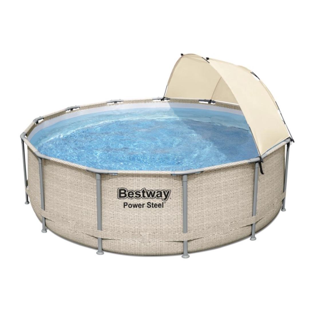Bestway power steel round above ground pool set 