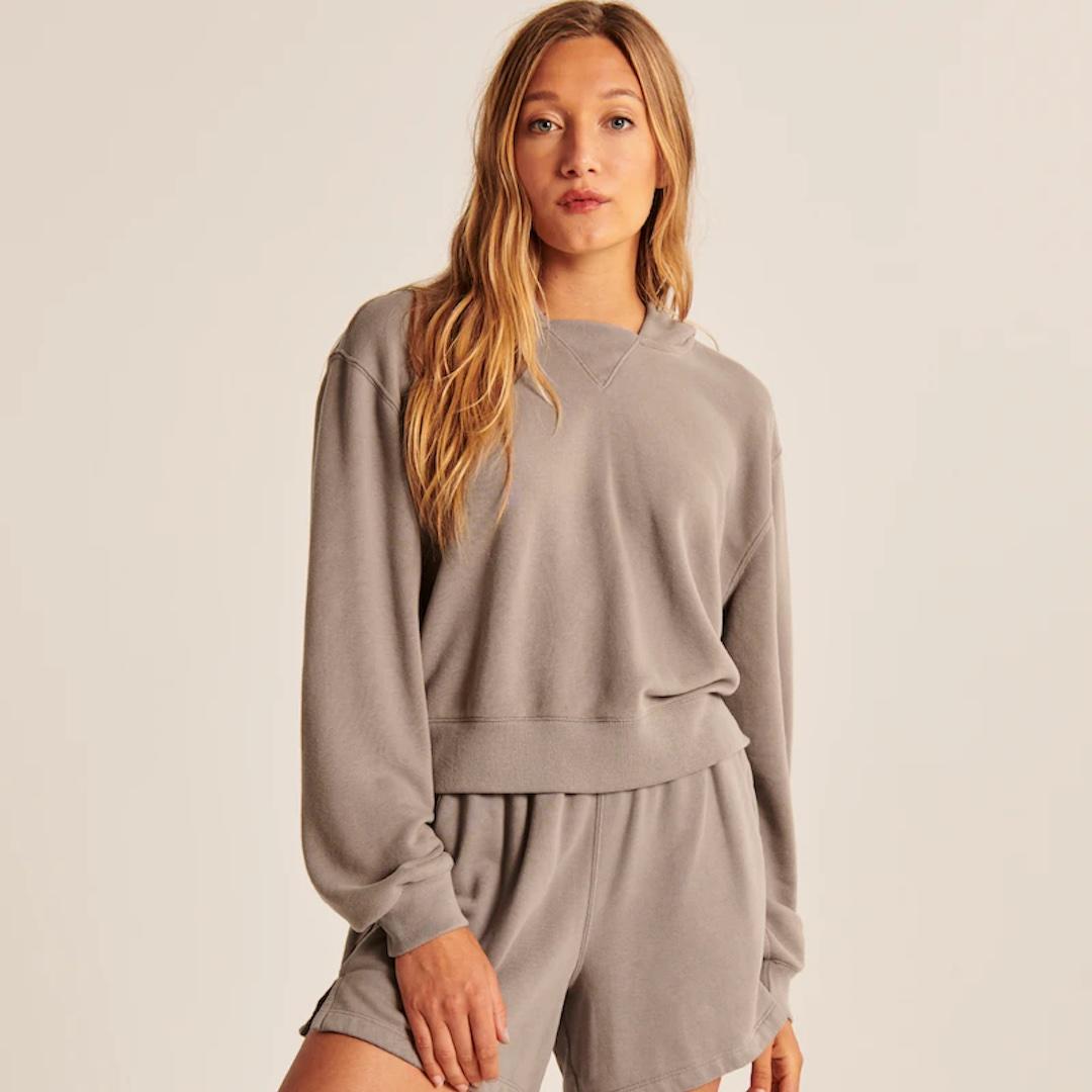 Abercrombie & Fitch Cloud Terry Wedge Popover Hoodie 
