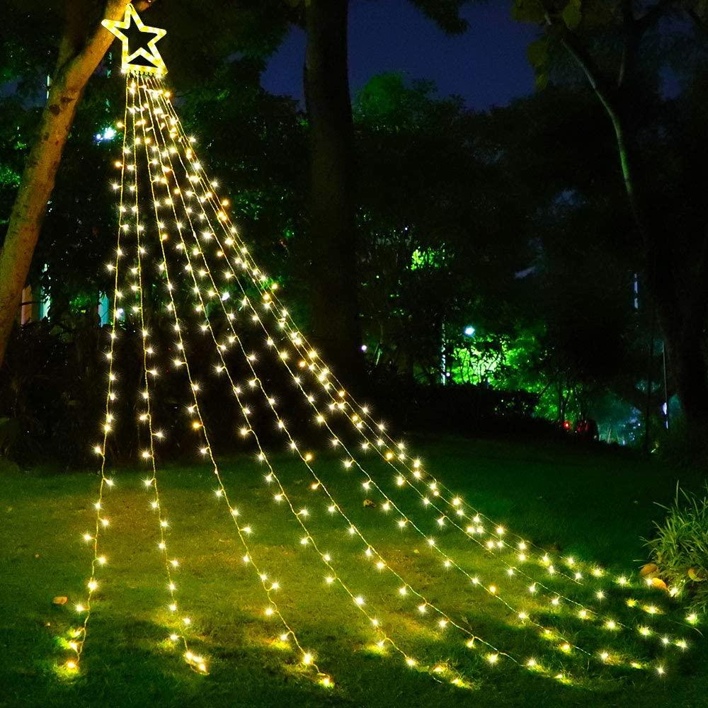 Christmas Lights for Outdoor LED Solar Powered by Chain Tree Pipe Network 