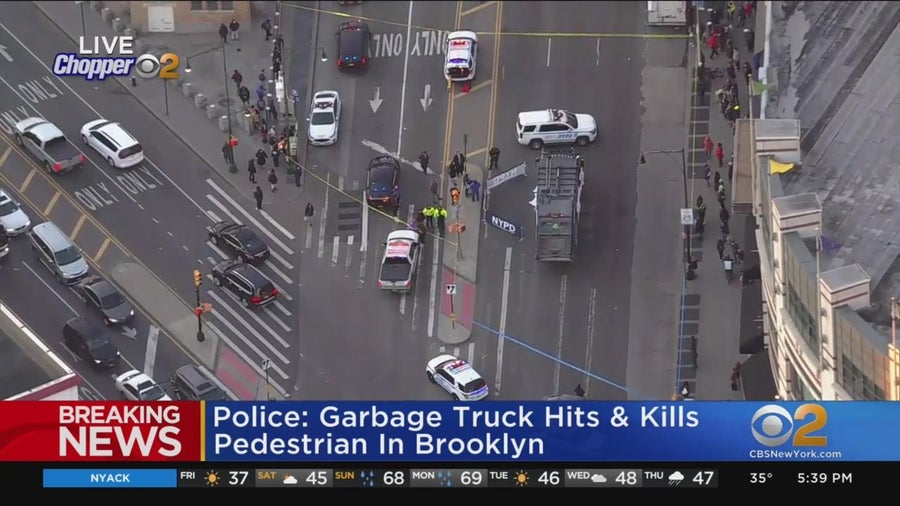 Pedestrian struck, killed by garbage truck driver in Brooklyn - CBS New ...