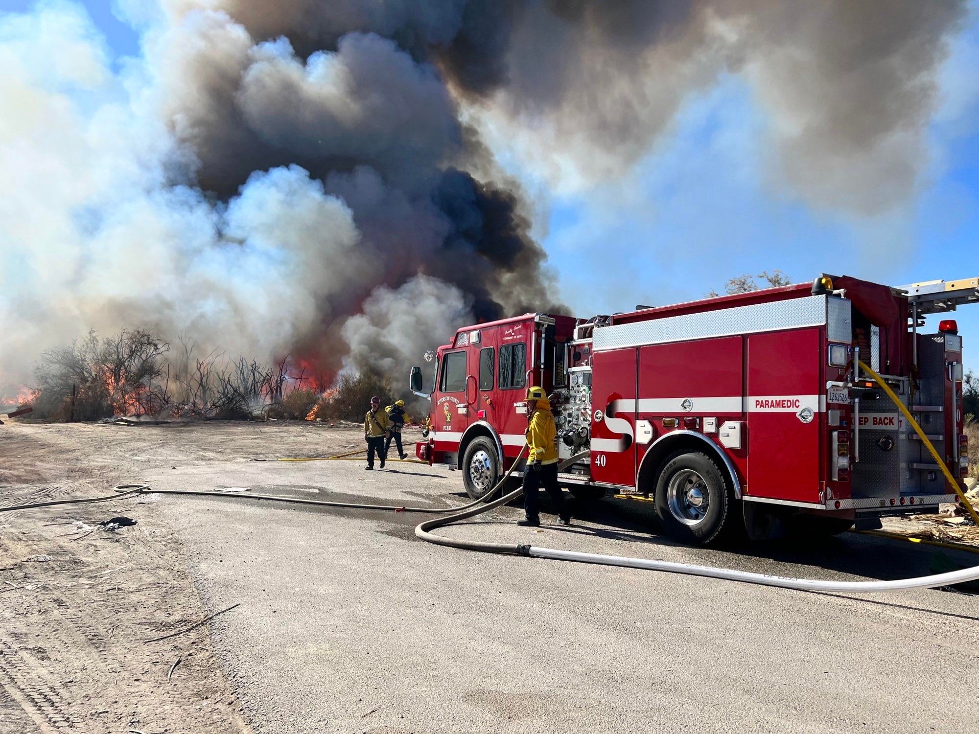Riverside County firefighters engaged with 40 acre brushfire off