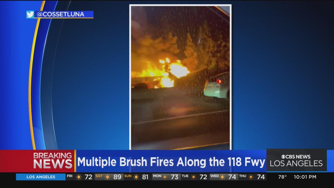 Pair of brush fires break out in Granada Hills, Porter Ranch - CBS Los ...