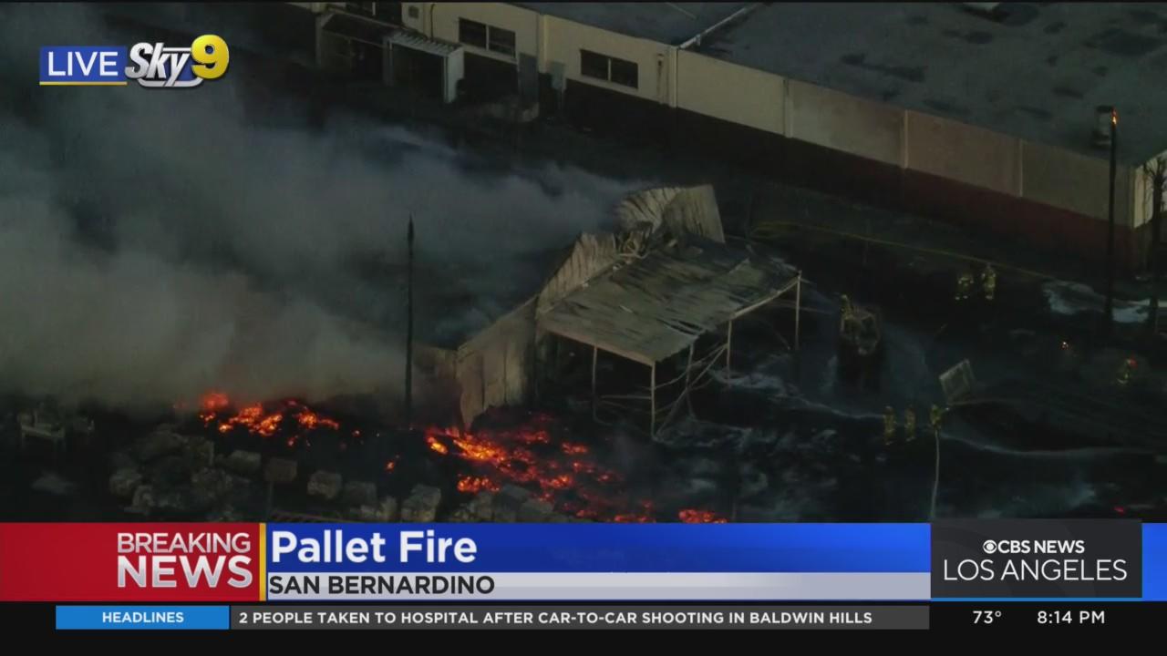 Fire crews knockdown large commercial fire at a San Bernardino pallet ...