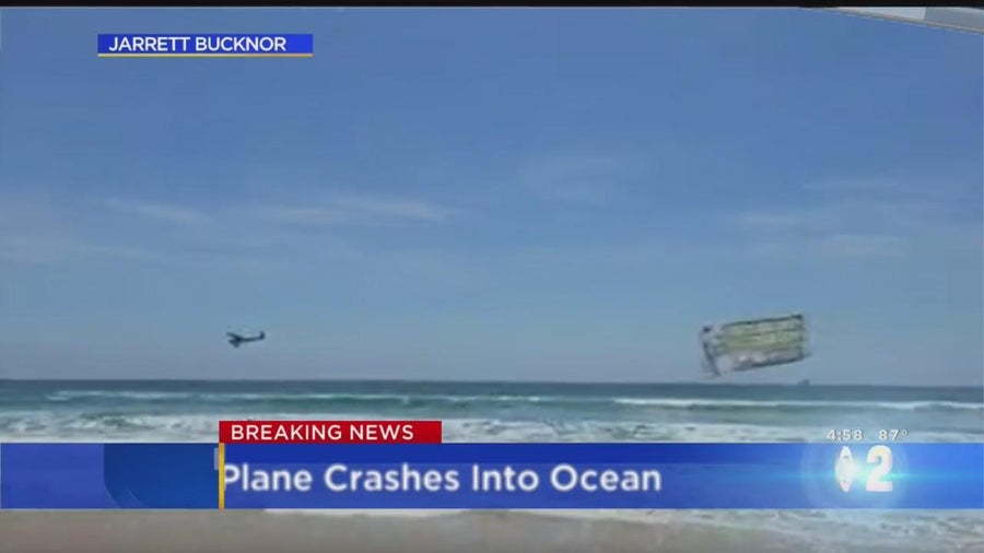 Pilot rescued from small plane after it crashed into ocean near