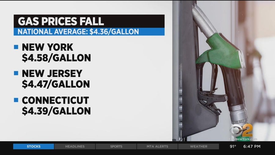 Gas prices falling in Tri-State Area and nationwide - CBS New York