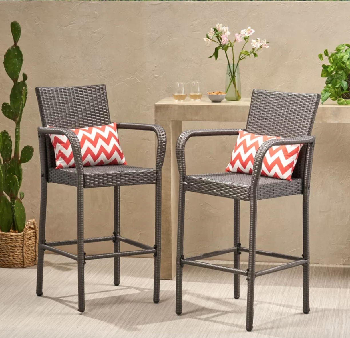 Lansdale 30.25-inch patio bar stool (set of 2, gray): $310 