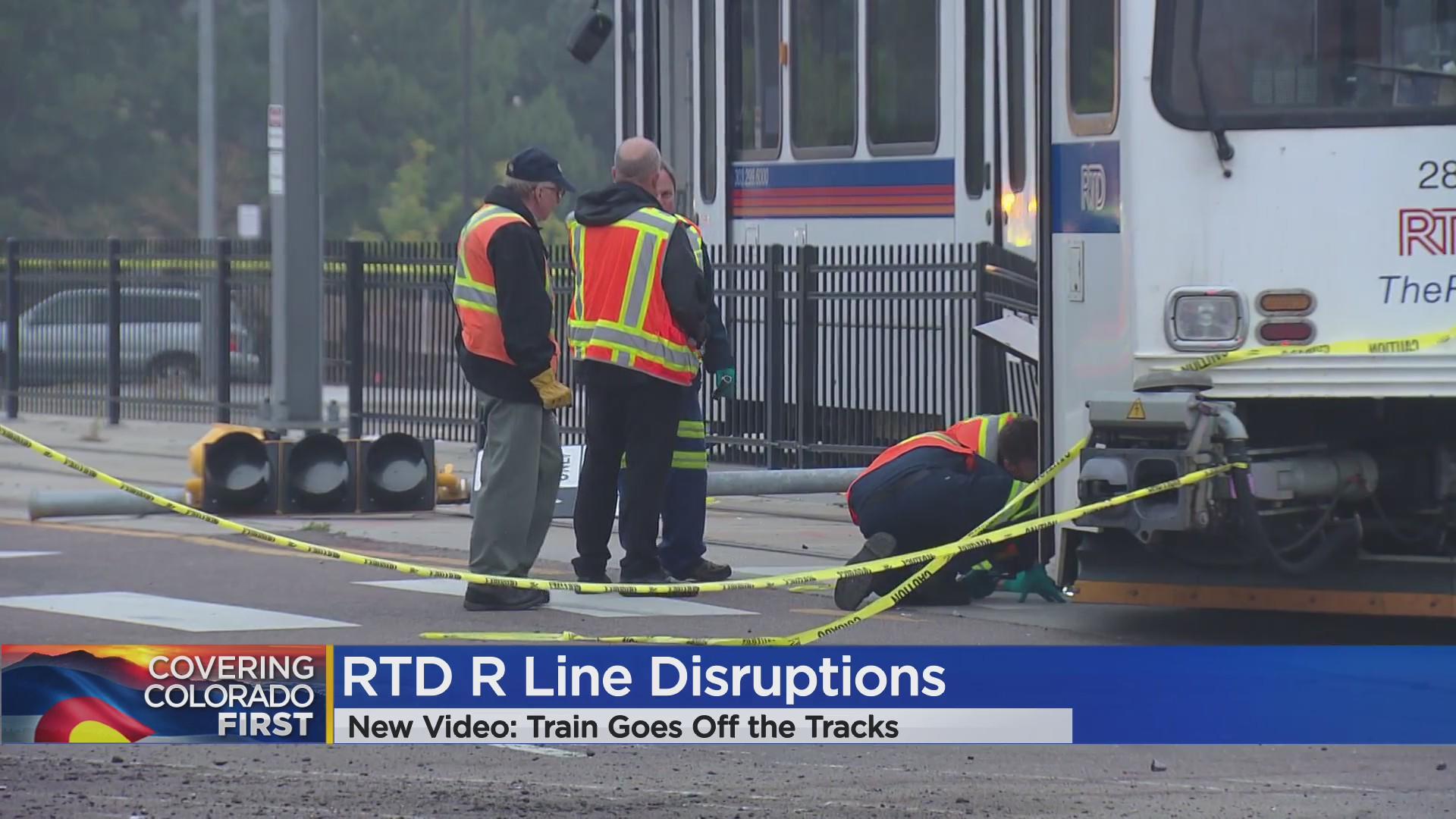 RTD R Line remains affected by derailment; shuttles in place - CBS Colorado