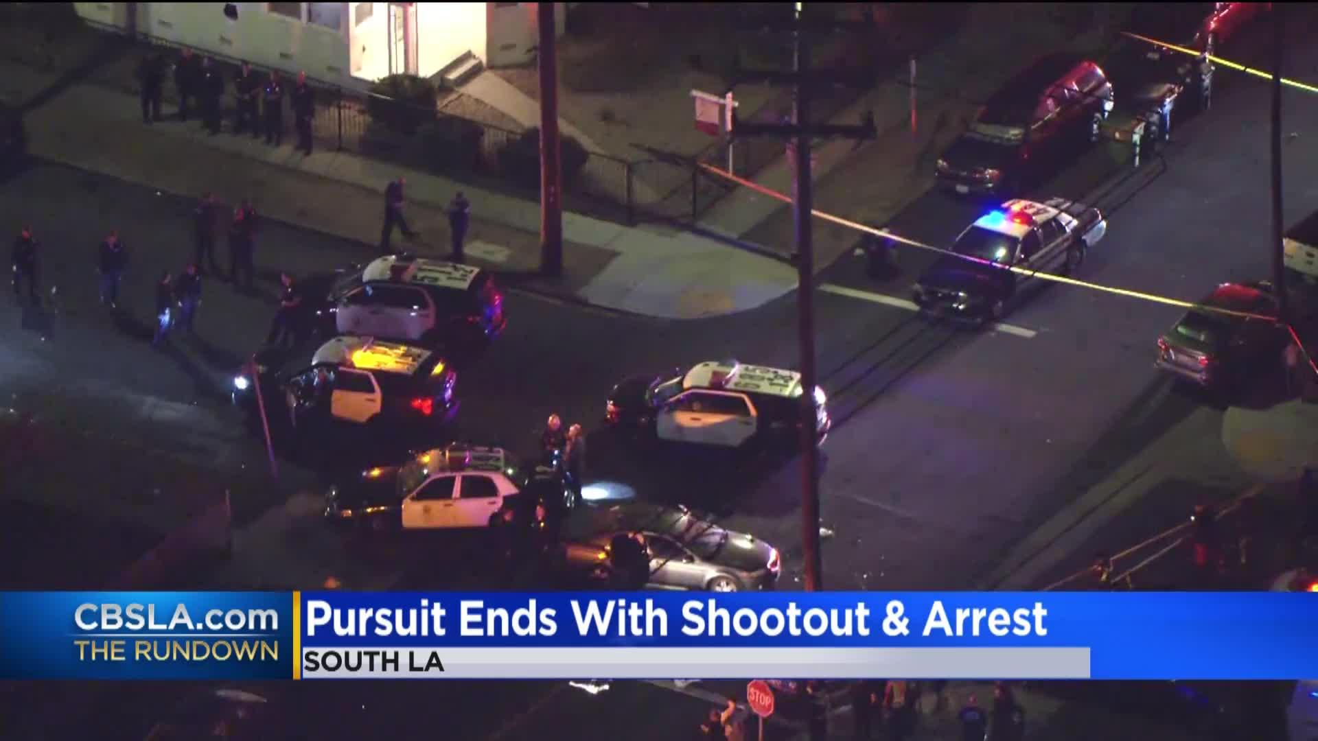 LAPD officers shot at by suspect in alley - CBS Los Angeles