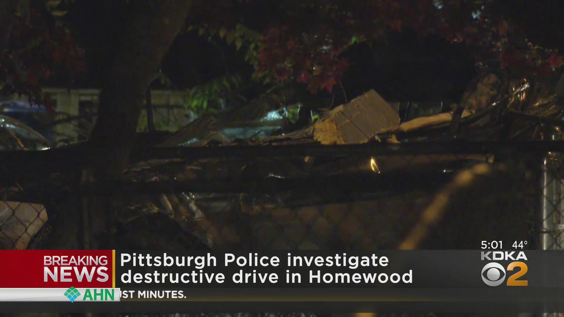 Pittsburgh Police investigating destructive drive in Homewood - CBS ...