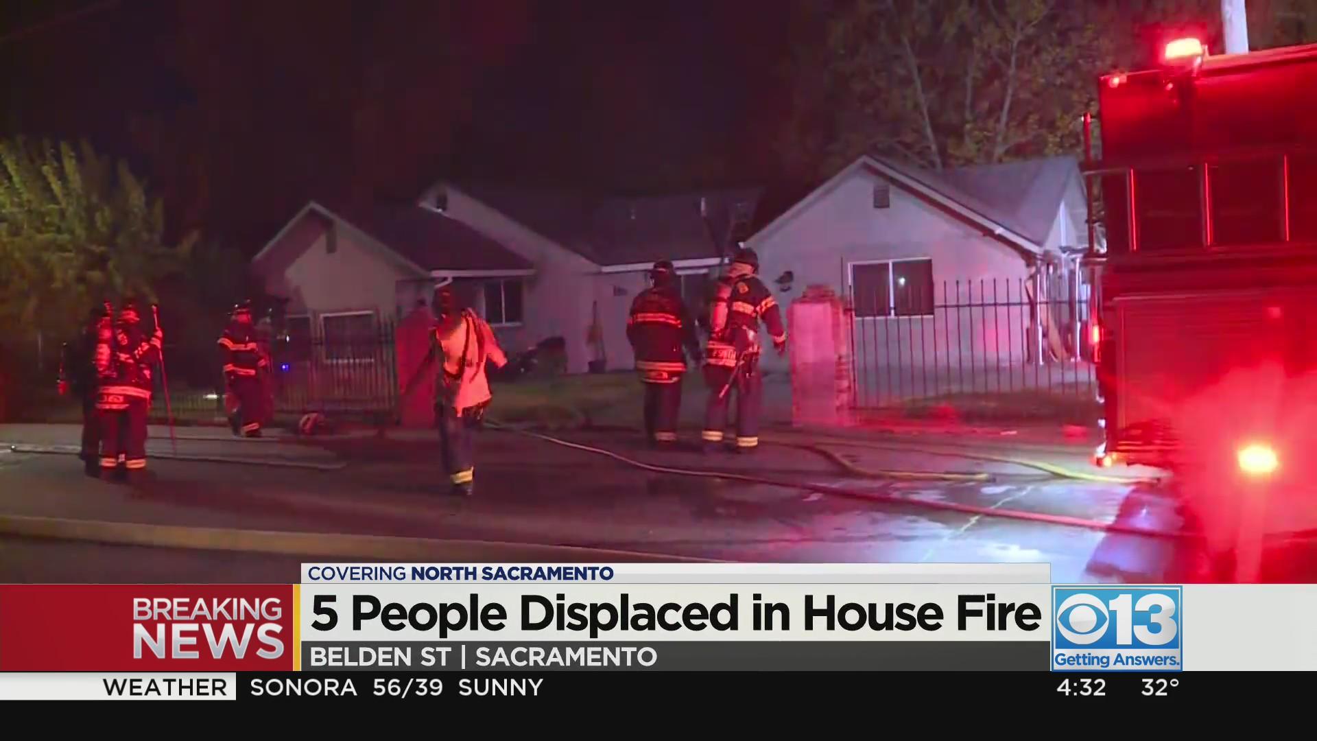 5 people displaced in a house fire in North Sacramento - CBS Sacramento