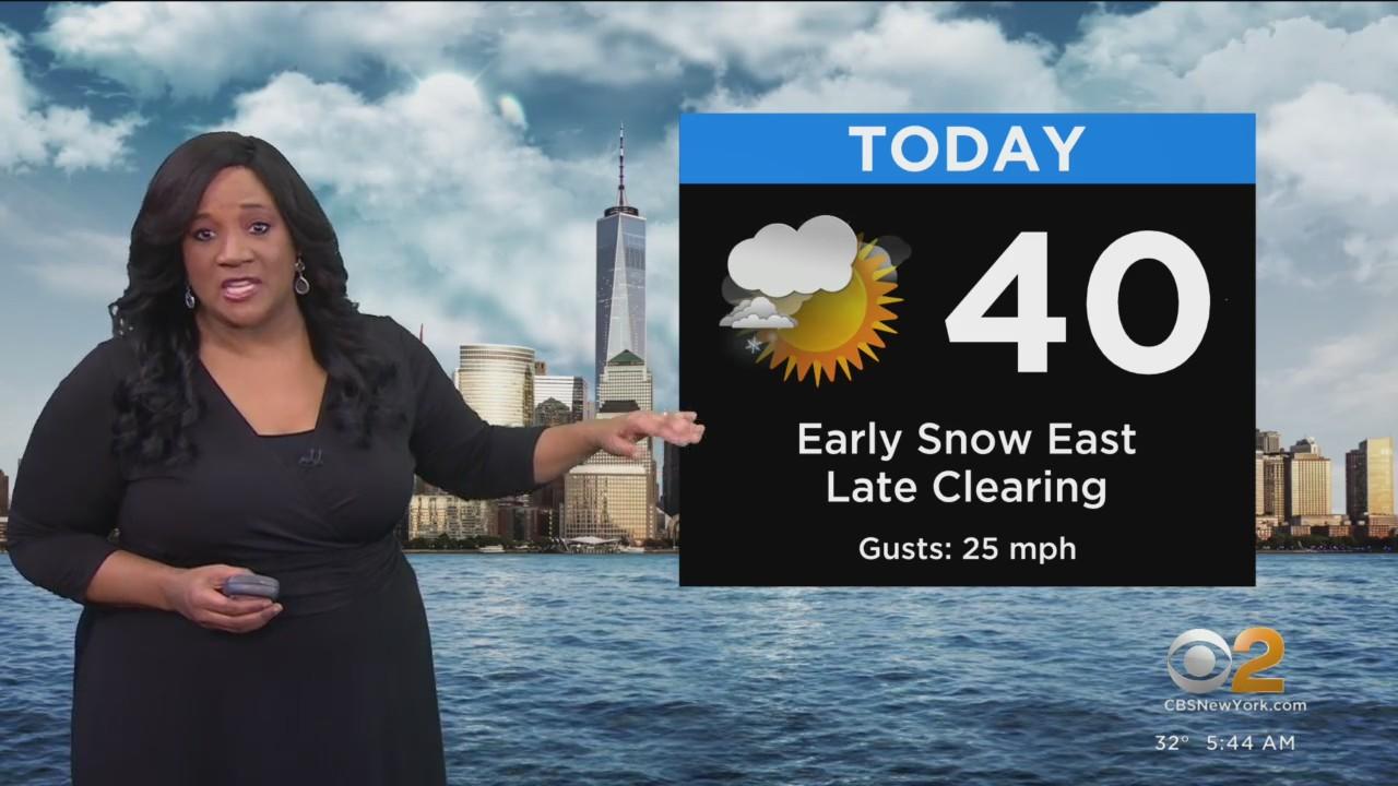 First Alert Weather: Snow gives way to cold, breezy Monday - CBS New York