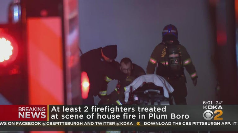 2 firefighters injured while battling house fire in Plum Borough - CBS ...