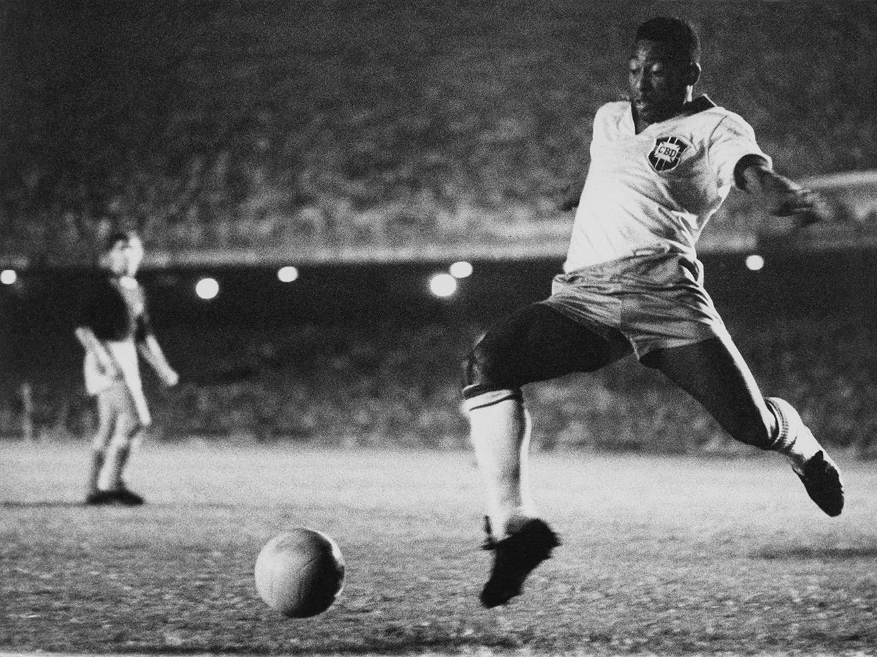Pelé playing for Brazil in 1958. 